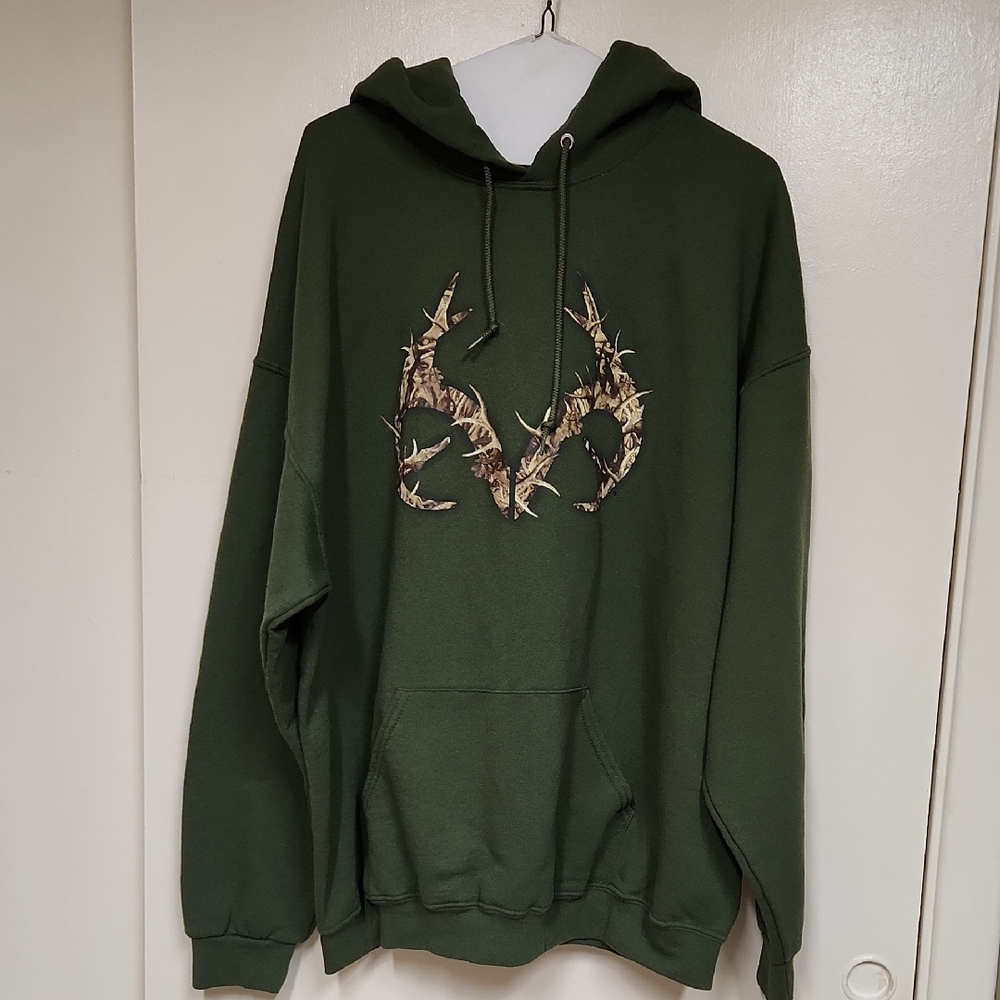 Jerzees Green Sweater With Antler Design